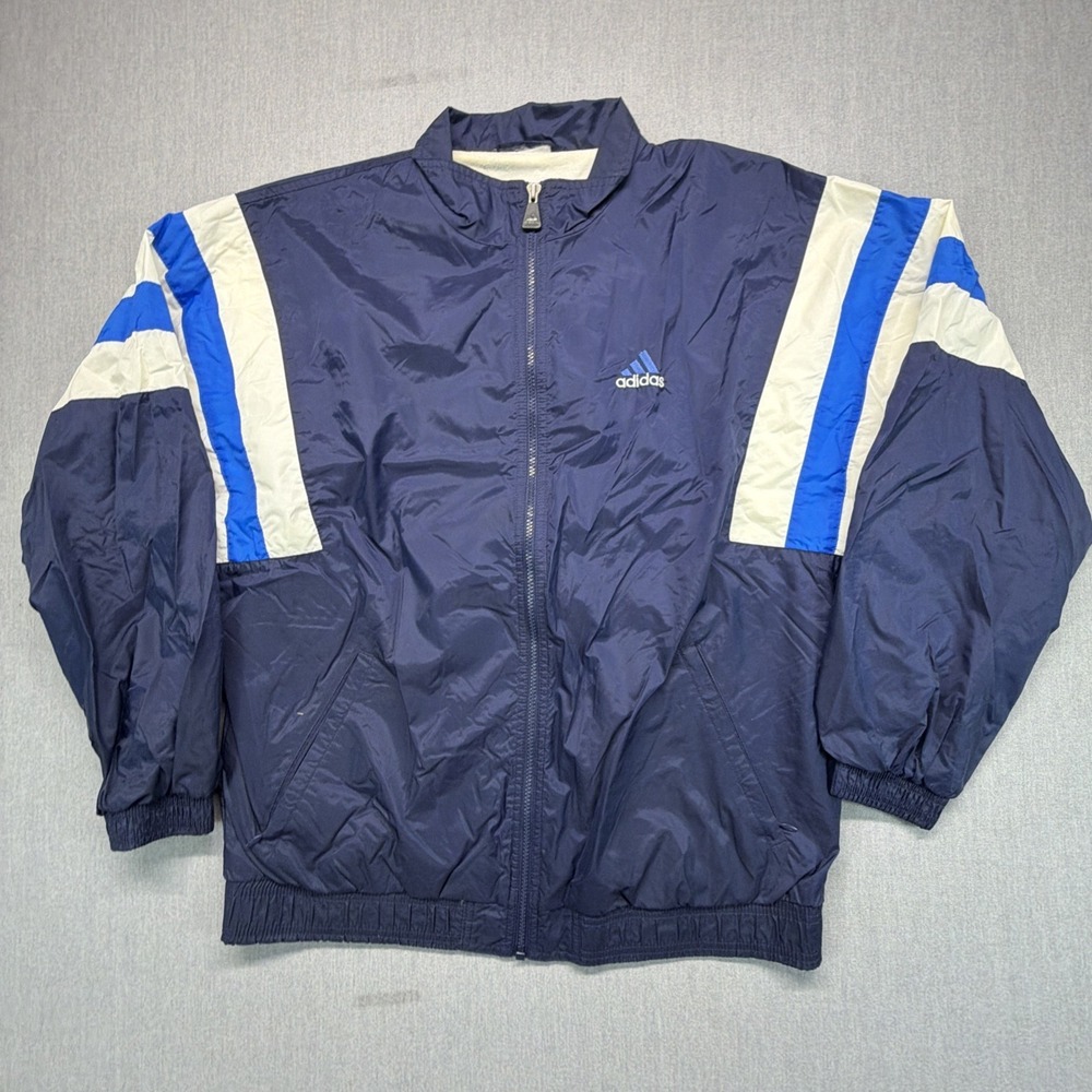 Vintage Adidas Jacket Mens Large Stripes 90s Windbreaker